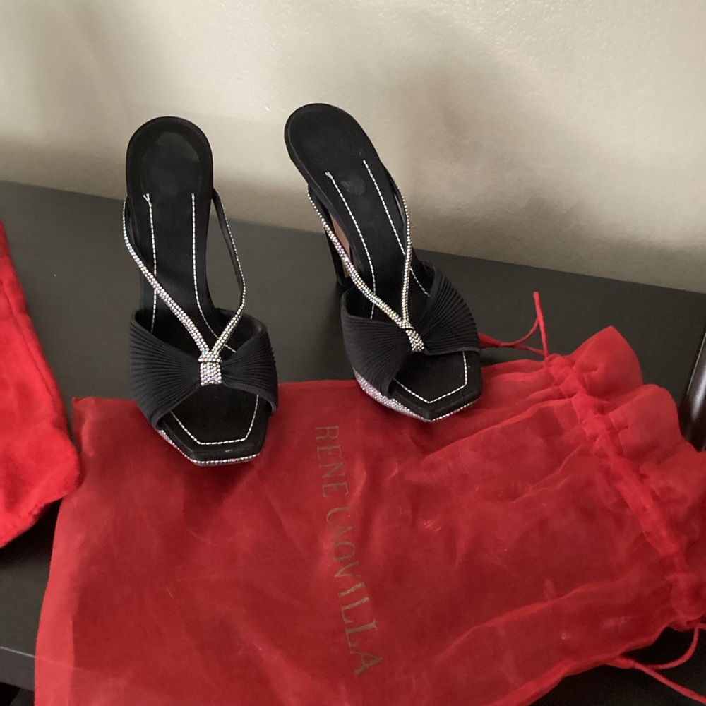 Renee Caovilla black/silver heels